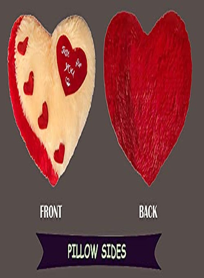 PICKKART Love Heart Shape Soft Pillows Combo for Gift to Girls/Boys/Girlfriend- Beautiful Love Gift Item (Beige+RED) - Image 3